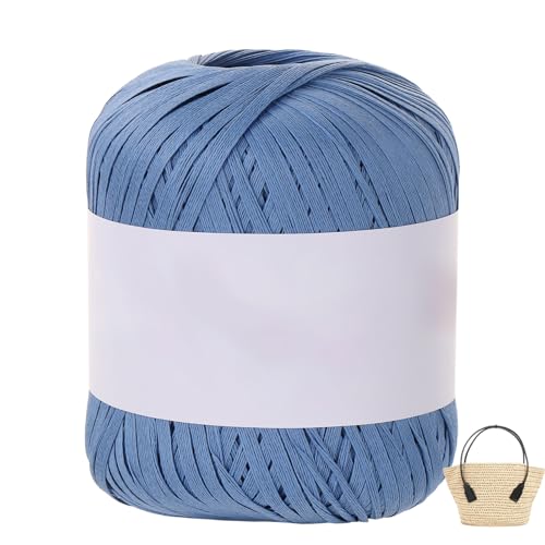 Raffiabast Papierband Länge 102 M, Papier Bänder Breite 4 mm, Bast Raffia Papier Packschnur Gewicht 50 G Für Geschenkverpackung, Weben, Dekoration Und Gärtnern (Blau-C) von maileiduo