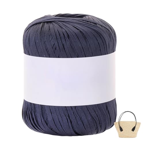 Raffiabast Papierband Länge 102 M, Papier Bänder Breite 4 mm, Bast Raffia Papier Packschnur Gewicht 50 G Für Geschenkverpackung, Weben, Dekoration Und Gärtnern (Blau-D) von maileiduo