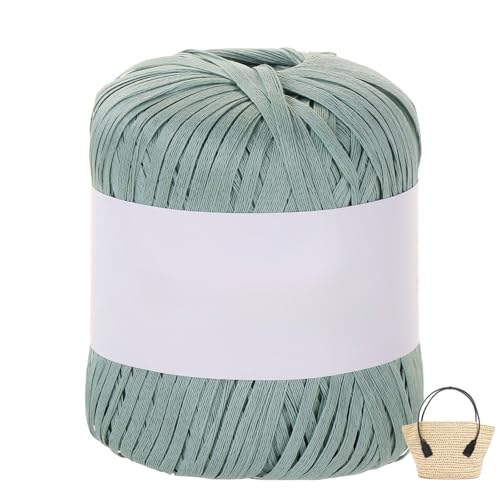 Raffiabast Papierband Länge 102 M, Papier Bänder Breite 4 mm, Bast Raffia Papier Packschnur Gewicht 50 G Für Geschenkverpackung, Weben, Dekoration Und Gärtnern (Grün-B) von maileiduo