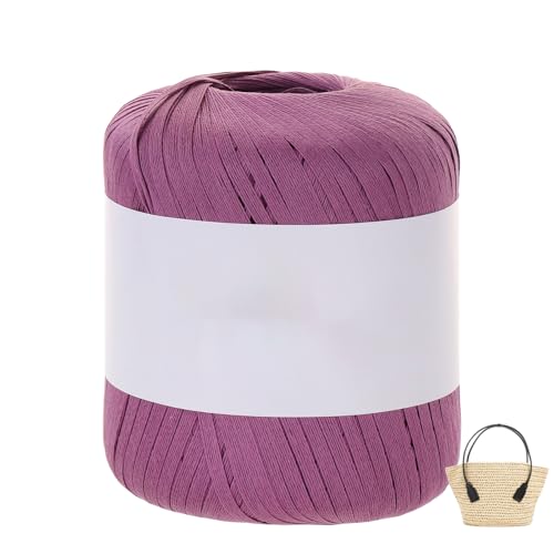 Raffiabast Papierband Länge 102 M, Papier Bänder Breite 4 mm, Bast Raffia Papier Packschnur Gewicht 50 G Für Geschenkverpackung, Weben, Dekoration Und Gärtnern (Lila-D) von maileiduo