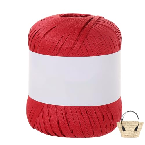 Raffiabast Papierband Länge 102 M, Papier Bänder Breite 4 mm, Bast Raffia Papier Packschnur Gewicht 50 G Für Geschenkverpackung, Weben, Dekoration Und Gärtnern (Rot-A) von maileiduo