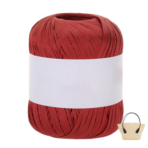 Raffiabast Papierband Länge 102 M, Papier Bänder Breite 4 mm, Bast Raffia Papier Packschnur Gewicht 50 G Für Geschenkverpackung, Weben, Dekoration Und Gärtnern (Rot-B) von maileiduo