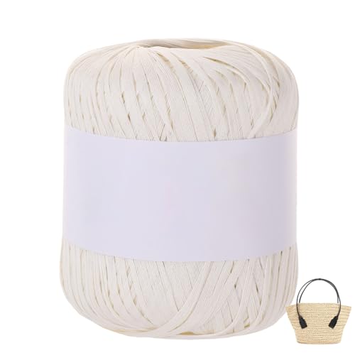 Raffiabast Papierband Länge 102 M, Papier Bänder Breite 4 mm, Bast Raffia Papier Packschnur Gewicht 50 G Für Geschenkverpackung, Weben, Dekoration Und Gärtnern (Weiß-A) von maileiduo