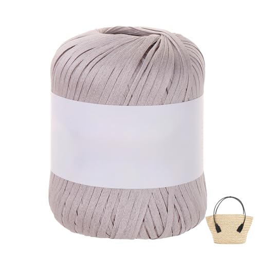 Raffiabast Papierband Länge 102 M, Papier Bänder Breite 4 mm, Bast Raffia Papier Packschnur Gewicht 50 G Für Geschenkverpackung, Weben, Dekoration Und Gärtnern (grau) von maileiduo