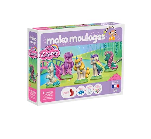 Mako - Moulding - Meine Einhörner - Kreativ-Freizeit-Kit - Gips und Gouache-Malerei - 5 Figuren zum Formen - Made in France - für Kinder 5 Jahre - 39099, vioet von mako moulages