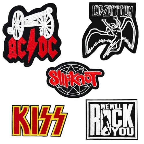 5 Stück Hard Rock Band Patches, Heavy Metal Patch zum aufnähen/aufbügeln für Jacken T-Shirt Jeans von makstore