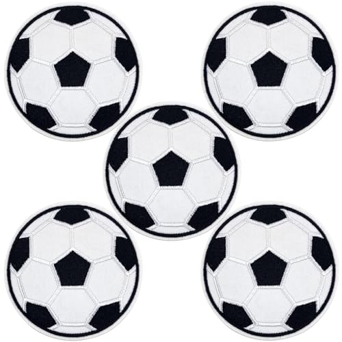 makstore 5 Stück Fußball Patch Kit - 7.5cm Fußball Aufbügler Football Patches für Kleidung Taschen Jacken T-Shirt Jeans von makstore