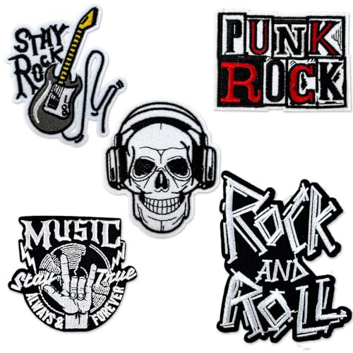 makstore 5 Stück Punk Rock Patches, Rock Roll Patch, Metal Aufbügler Bügelflicken von makstore