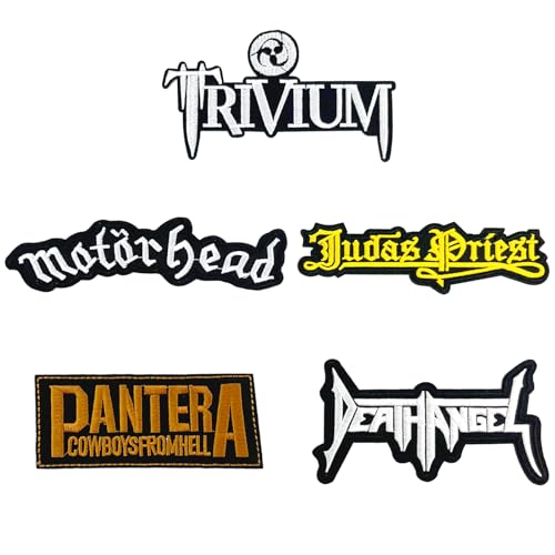 masktore Heavy Metal Patches, 5 Stück Band Patch, Rock and Roll Aufbügler Music Musik Patch Bügelflicken für T-Shirts, Jacken, Jeans, Hüte von makstore