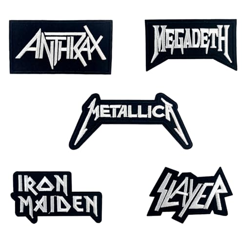 masktore Thrash Metal Patches, 5 Stück Band Patch, Rock Band Aufbügler Bügelflicken von makstore