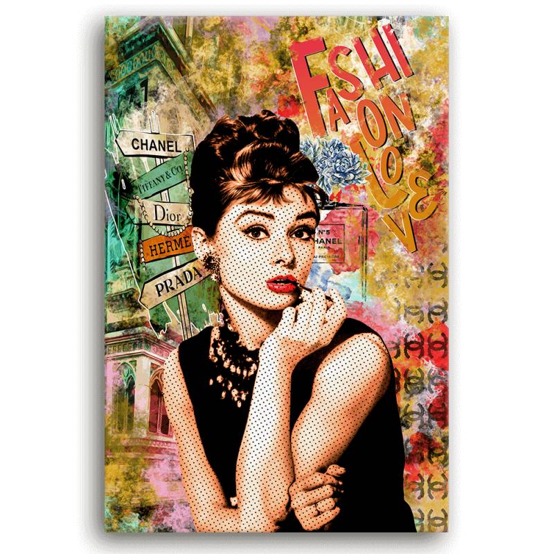 Leinwandbild - AUDREY HEPBURN POP ART - FASHION LOVE - LIMITED EDITION von malango