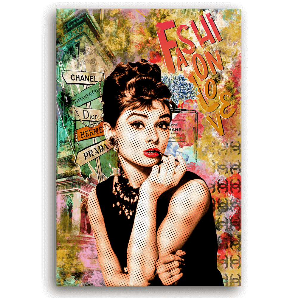 Leinwandbild - AUDREY HEPBURN POP ART - FASHION LOVE - LIMITED EDITION von malango