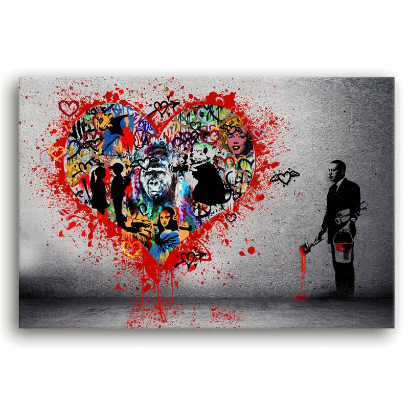 Leinwandbild - BANKSY INSPIRED - MAKE LOVE NOT WAR - LIMITED EDITION von malango