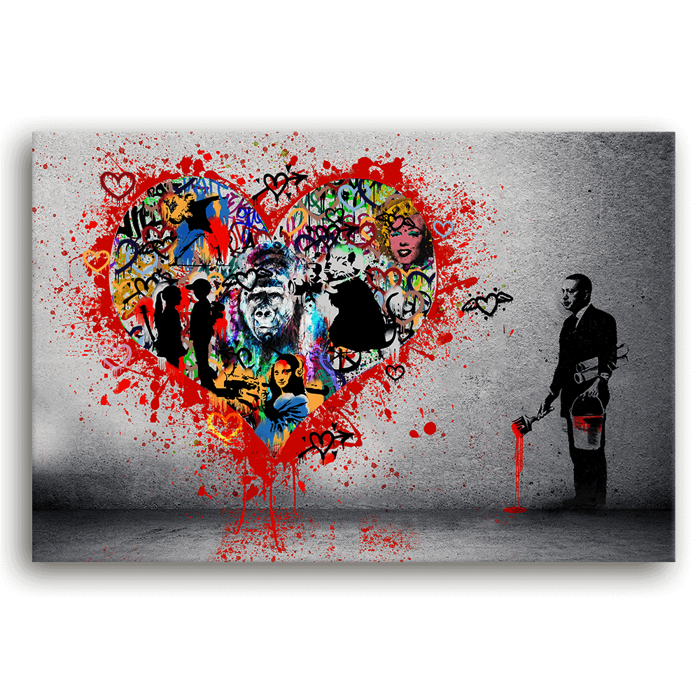 Leinwandbild - BANKSY INSPIRED - MAKE LOVE NOT WAR - LIMITED EDITION von malango