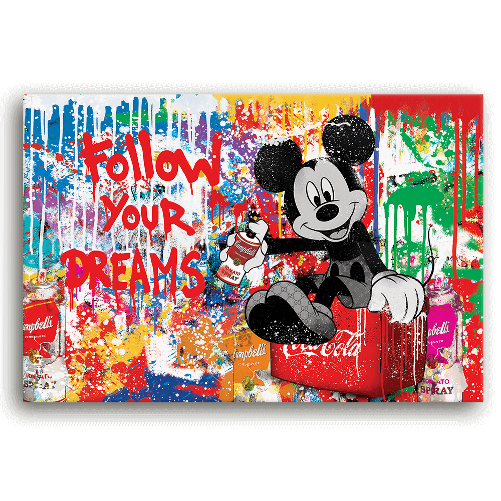 Leinwandbild - MICKEY MEETS BANKSY - FOLLOW YOUR DREAMS - LIMITED EDITION von malango