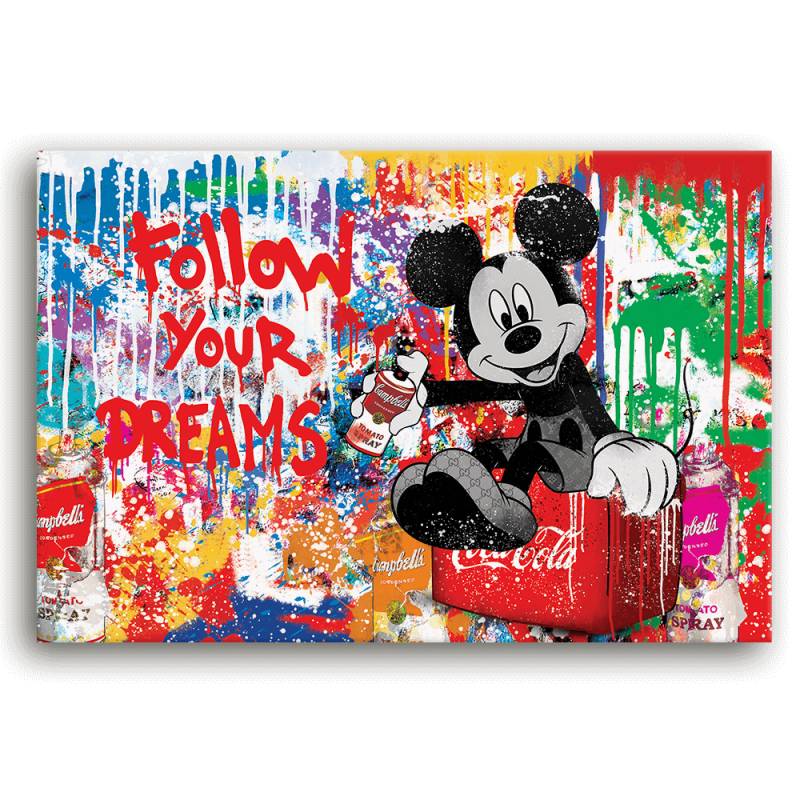 Leinwandbild - MICKEY MEETS BANKSY - FOLLOW YOUR DREAMS - LIMITED EDITION von malango