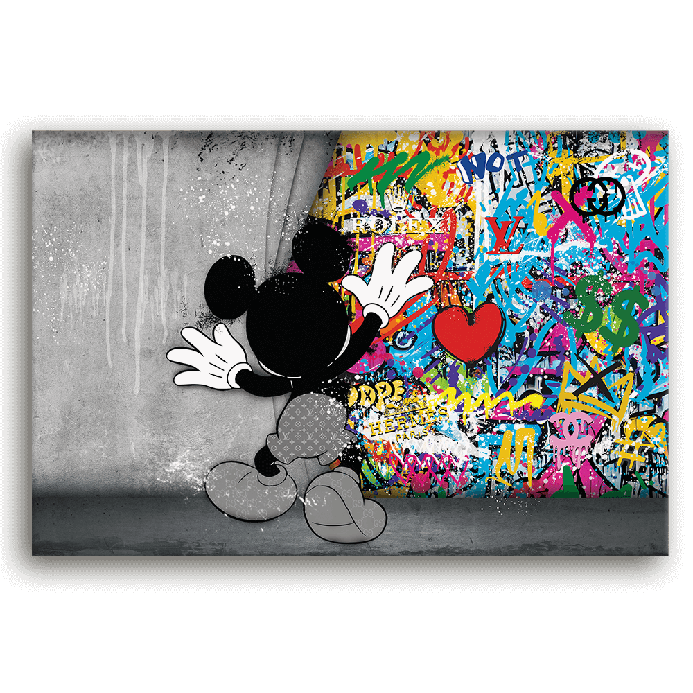 Leinwandbild - MICKEY MEETS BANKSY - HINTER DEM VORHANG - LIMITED EDITION von malango