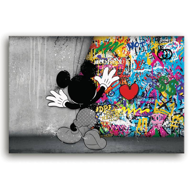 Leinwandbild - MICKEY MEETS BANKSY - HINTER DEM VORHANG - LIMITED EDITION von malango