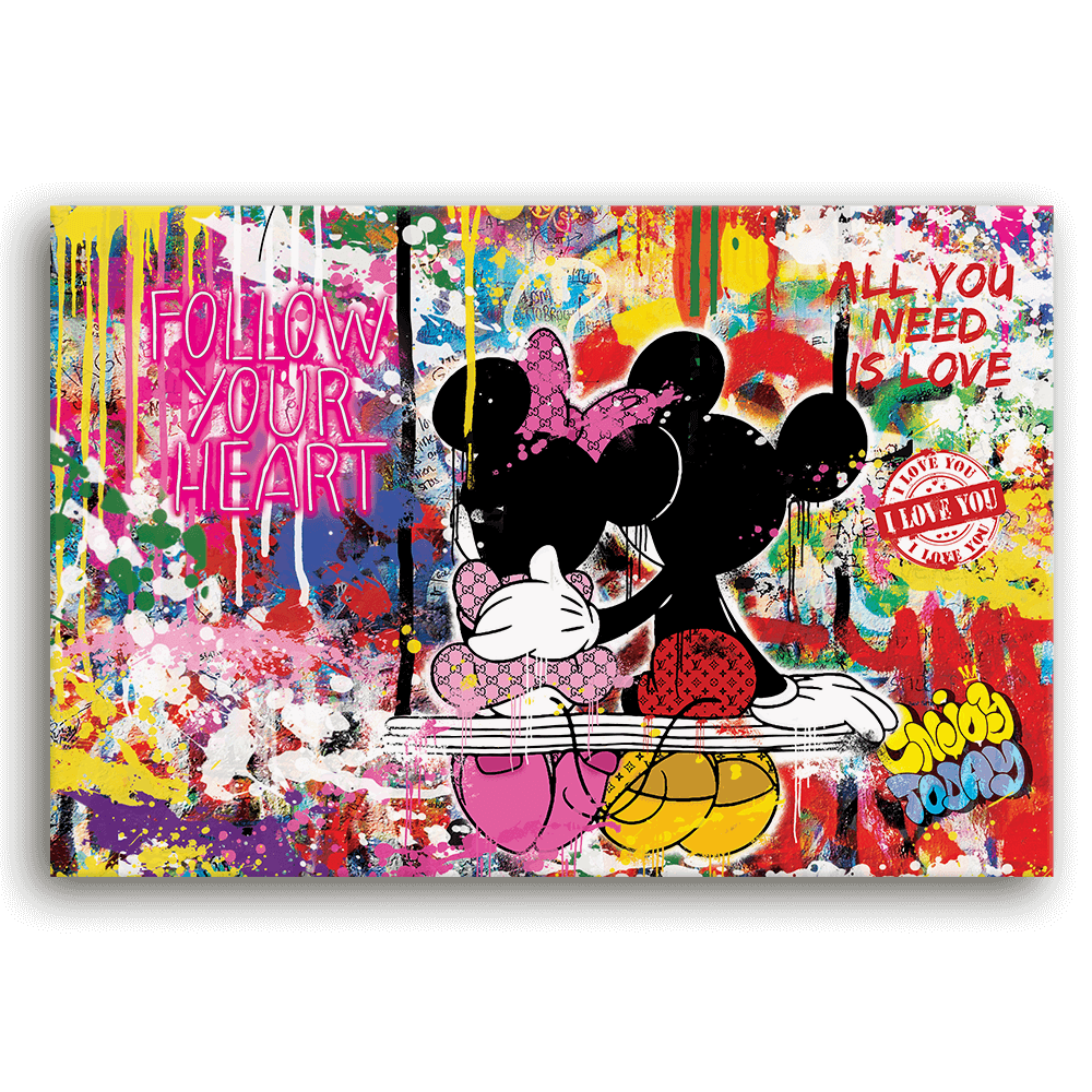 Leinwandbild - MICKEY MEETS BANKSY - LOVE IS ALL WE NEED - LIMITED EDITION von malango