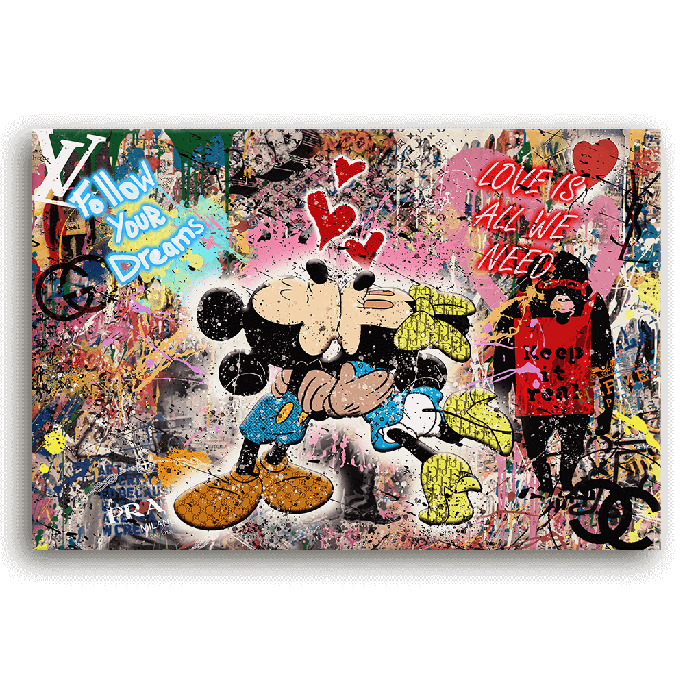 Leinwandbild - MICKEY MEETS BANKSY - LOVE IS ALL WE NEED No. 3 - LIMITED EDITION von malango