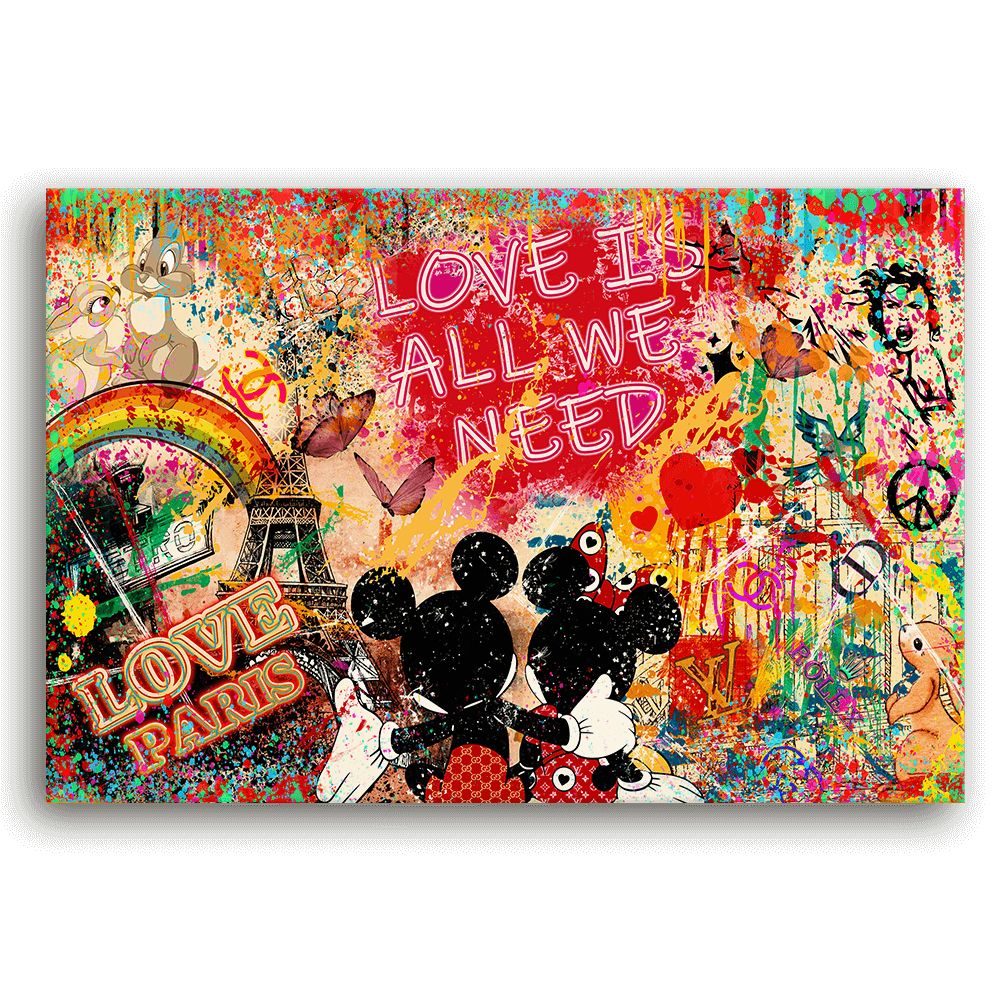 Leinwandbild - MICKEY MEETS BANKSY - LOVE IS ALL WE NEED No. 4 - LIMITED EDITION von malango