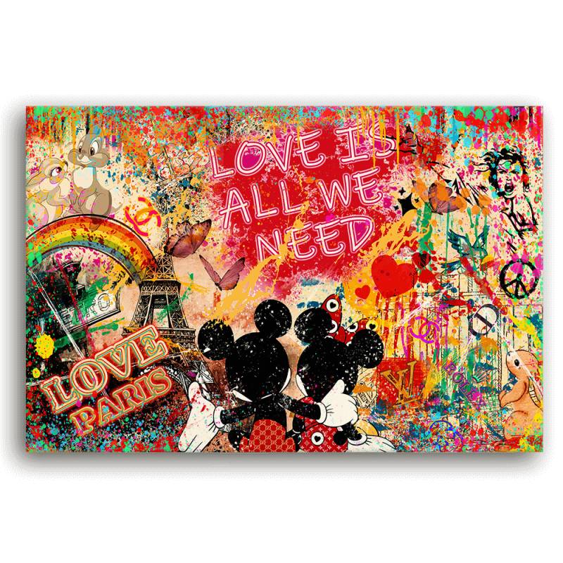 Leinwandbild - MICKEY MEETS BANKSY - LOVE IS ALL WE NEED No. 4 - LIMITED EDITION von malango