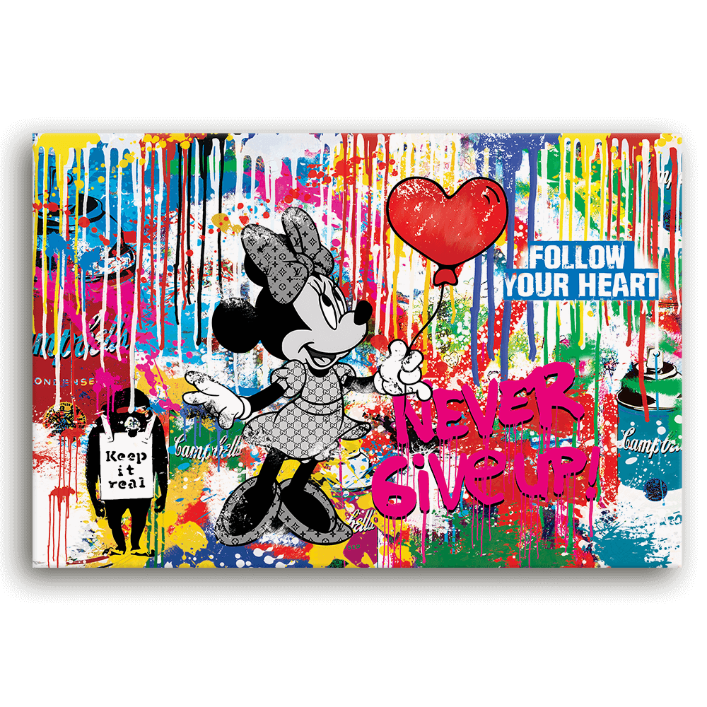 Leinwandbild - MICKEY MEETS BANKSY - NEVER GIVE UP - LIMITED EDITION von malango