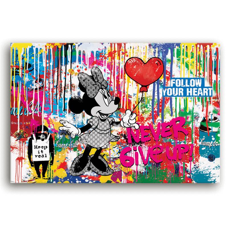 Leinwandbild - MICKEY MEETS BANKSY - NEVER GIVE UP - LIMITED EDITION von malango