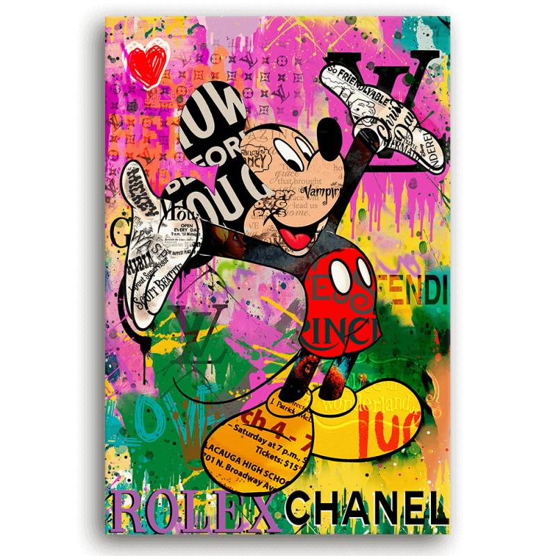 Leinwandbild - MICKEY MEETS BANKSY - READ MY HANDS - LIMITED EDITION von malango