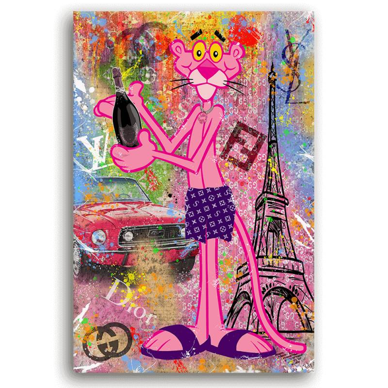 Leinwandbild - PINK PANTHER - CHAMPAGNER IN PARIS - LIMITED EDITION von malango