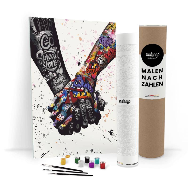 Malen nach Zahlen - GRAFFITI HÄNDE - HOLDING HANDS - LIMITED EDITION von malango