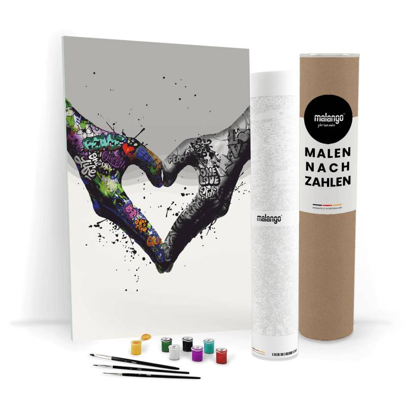 Malen nach Zahlen - GRAFFITI HÄNDE - LOVE HEART - LIMITED EDITION von malango