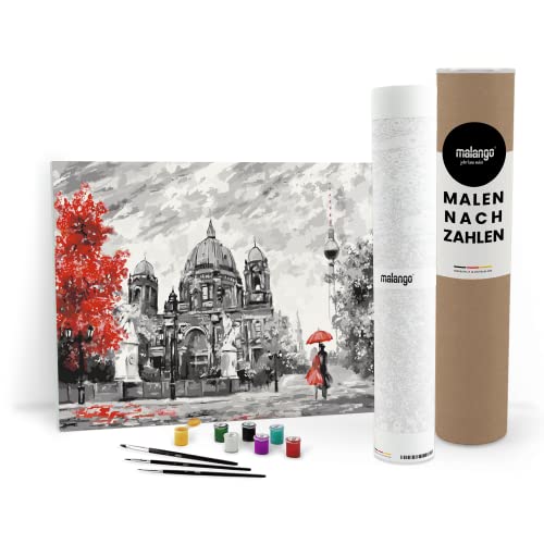 malango Malen nach Zahlen Erwachsene - Berlin im Herbst 60 x 40 cm Verschiedene Größen Premium-Malset mit Rahmen, Hergestellt in unserer Produktion in Deutschland, Kreative von malango