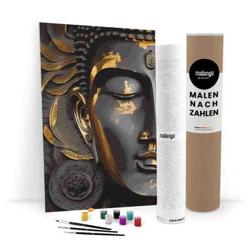 malango Malen nach Zahlen Erwachsene - Buddha Bing 90 x 60 cm groß XL Premium-Malset mit Rahmen, Hergestellt in unserer Produktion in Deutschland, das perfekte Geschenk für Kreative von malango