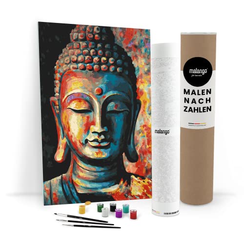 malango Malen nach Zahlen Erwachsene - Buddha Modern Art 60 x 40 cm Verschiedene Größen Premium-Malset ohne Rahmen, Hergestellt in unserer Produktion in Deutschland, Kreative von malango