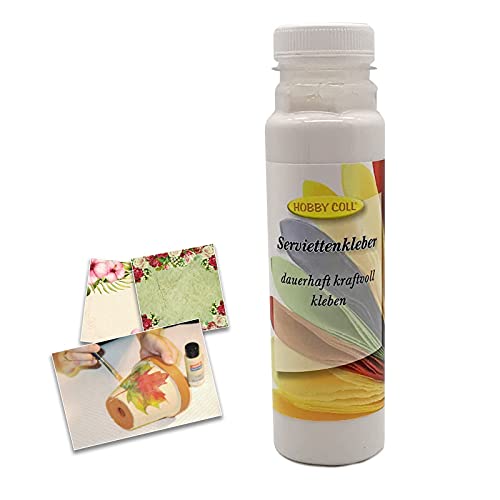 HOBBY COLL® Serviettenkleber Kleber & Lack Serviettenlack Glänzend für Serviettentechnik Decoupage (250 ml) von malmit