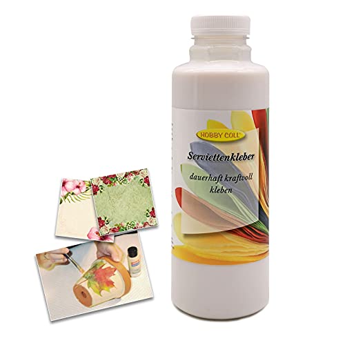 HOBBY COLL® Serviettenkleber Kleber & Lack Serviettenlack Glänzend für Serviettentechnik Decoupage (500 ml) von malmit