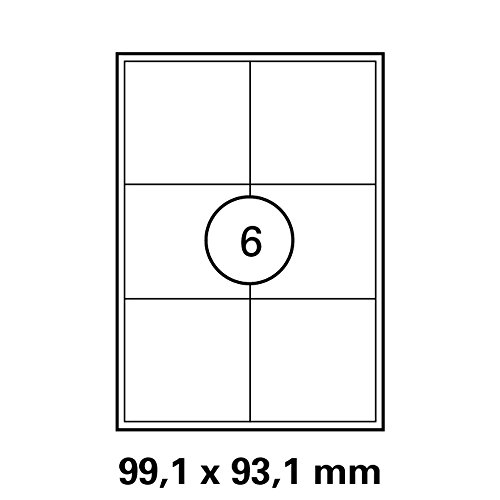 LUMA 4799930 Universal-Etiketten 99,10 x 93,1mm A4 100 Bogen mit je 6 Etiketten von malu