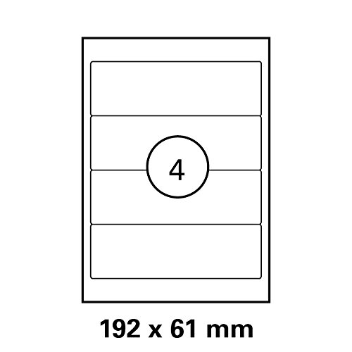 Ordneretiketten Rückenschilder Etiketten auf DIN A4 Bögen Größe 190 x 61 mm - 100er Pack = 400 Etiketten von malu