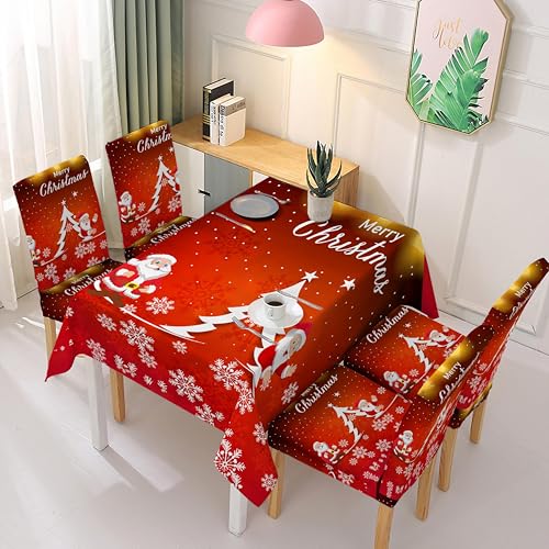 Tischdecke Rote Weihnachten Rechteck Tischdecke Dekorative Tischdecke Für Dinning 140X210 cm Maschine Waschbar, Langlebige Tischdecke von malxlaw