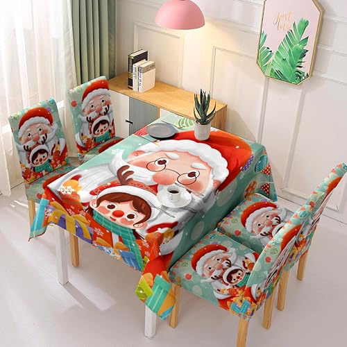 Tischdecke Weihnachtsmann Rechteck Tischdecke Dekorative Tischdecke Für Dinning 140X210 cm Maschine Waschbar, Langlebige Tischdecke von malxlaw