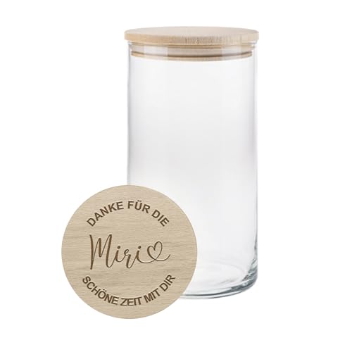 mamir home Abschiedsgeschenk Erzieherin mit Herz | personalisierte Geschenke Erzieherin | Vorratsglas Dankeschön Kindergarten (Danke für die schöne Zeit + Name, Höhe 20,8cm) von mamir home