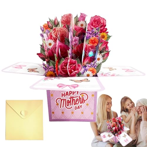 manhegari nstrauß Geburtstagskarten, Pop -up -Grußkarten n - Muttertag Gruß 3D -Karten Bouquet,Danke Papier mit leerer Notizkarte und Umschlag, zum Geburtstag Valentinstag für en Mama von manhegari