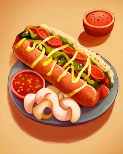 mantianhome 11CT Anfänger-Stickerei-Kreuzstich-Set, DIY, fortgeschrittenes handgefertigtes Stickset, Heimdekoration, einfache handgefertigte Handarbeiten, Hot-Dog-Wurst –40X50CM von mantianhome