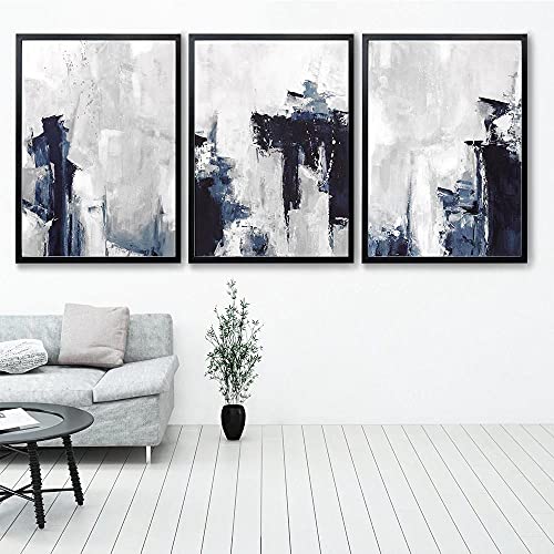 Grau Abstrakte Moderne Kunst Pinselstrich Kunst Minimalistische Kunst Set Nordic Wand Leinwand Wohnkultur Wandkunst Bild für Wohnzimmer Ungerahmt-50x70cmx3 von marca generica