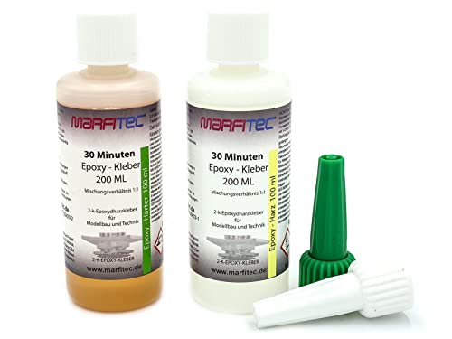 marfitec© 30-Minuten-Epoxy 200ml (Epoxidharz 100ml, Epoxidhärter 100ml) von marfitec