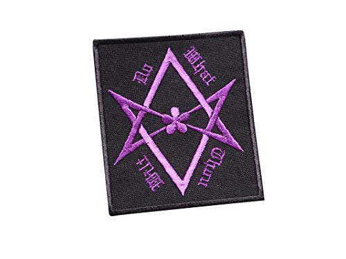 Hexagram Crowley Thelema, Occult, Satanic, Lucifer, Satan, Dämon, Zahl Beast, 666, Teufel, schwarzes Metall, Hells3 bestickt, zum Aufbügeln von martynastradingofficial