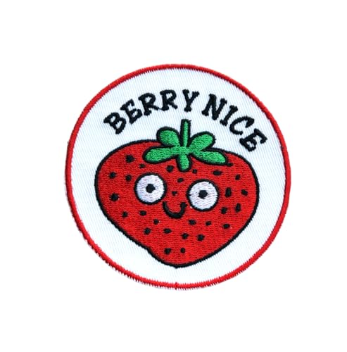 Berry Nice Cute Patch Aufnäher – Abzeichen zum Aufnähen oder Aufbügeln – trendiges Modeaccessoire – einzigartiges dekoratives Logo für Jacken, Jeans und Taschen – Vintage – Bekleidung von martytradingOfficial