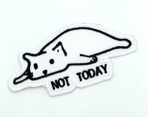 Cat Not Today Patch Aufnäher – Abzeichen zum Aufnähen oder Aufbügeln – trendiges Modeaccessoire – einzigartiges dekoratives Logo für Jacken, Jeans und Taschen – Vintage – Bekleidung von martytradingOfficial