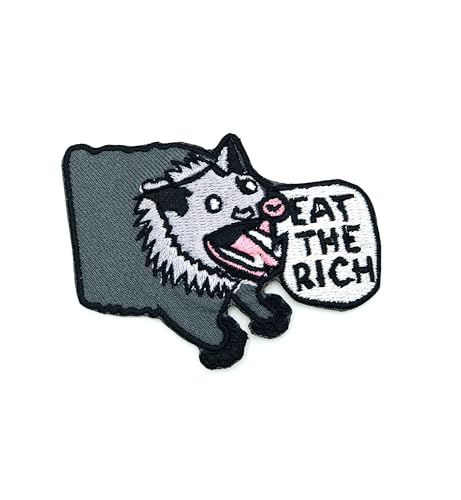 Eat The Rich Possum Patch Aufnäher – Abzeichen zum Aufnähen oder Aufbügeln – trendiges Modeaccessoire – einzigartiges dekoratives Logo für Jacken, Jeans und Taschen – Vintage – Bekleidung von martytradingOfficial